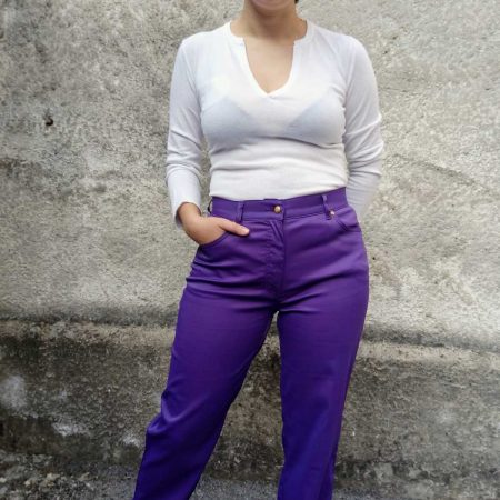Pantaloni lunghi viola Versace