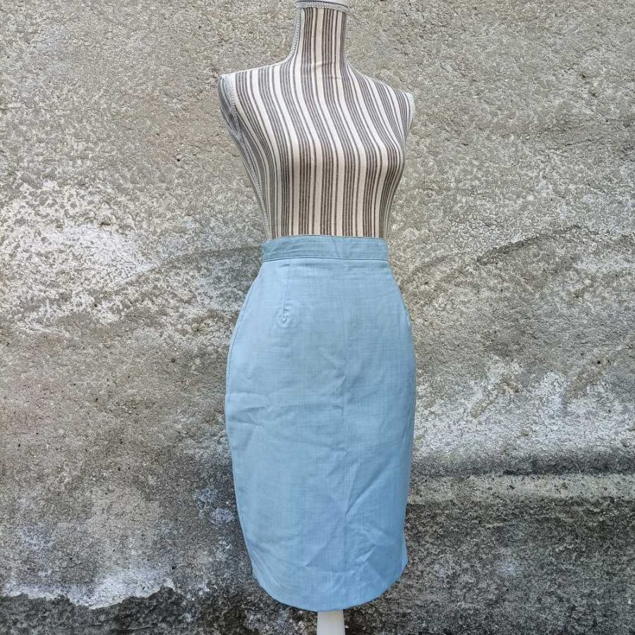 gonna azzurra pomella vintage