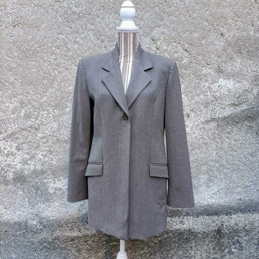 giacca vintage a righe grigio