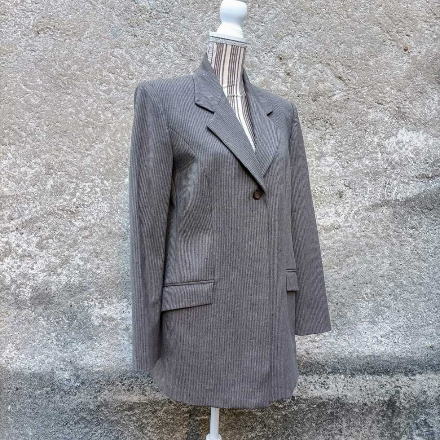 giacca vintage a righe grigio