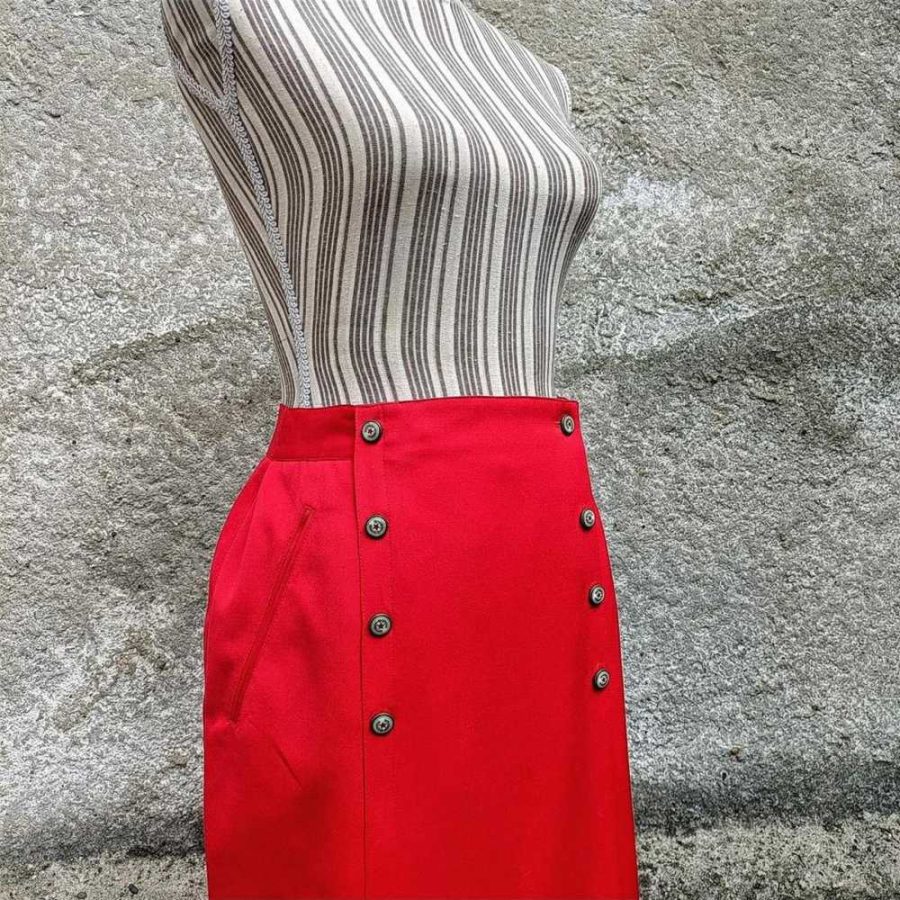 gonna rossa in lana vergine preloved
