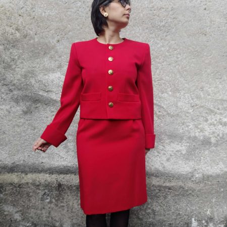 tailleur rosso YSL vintage Eighties
