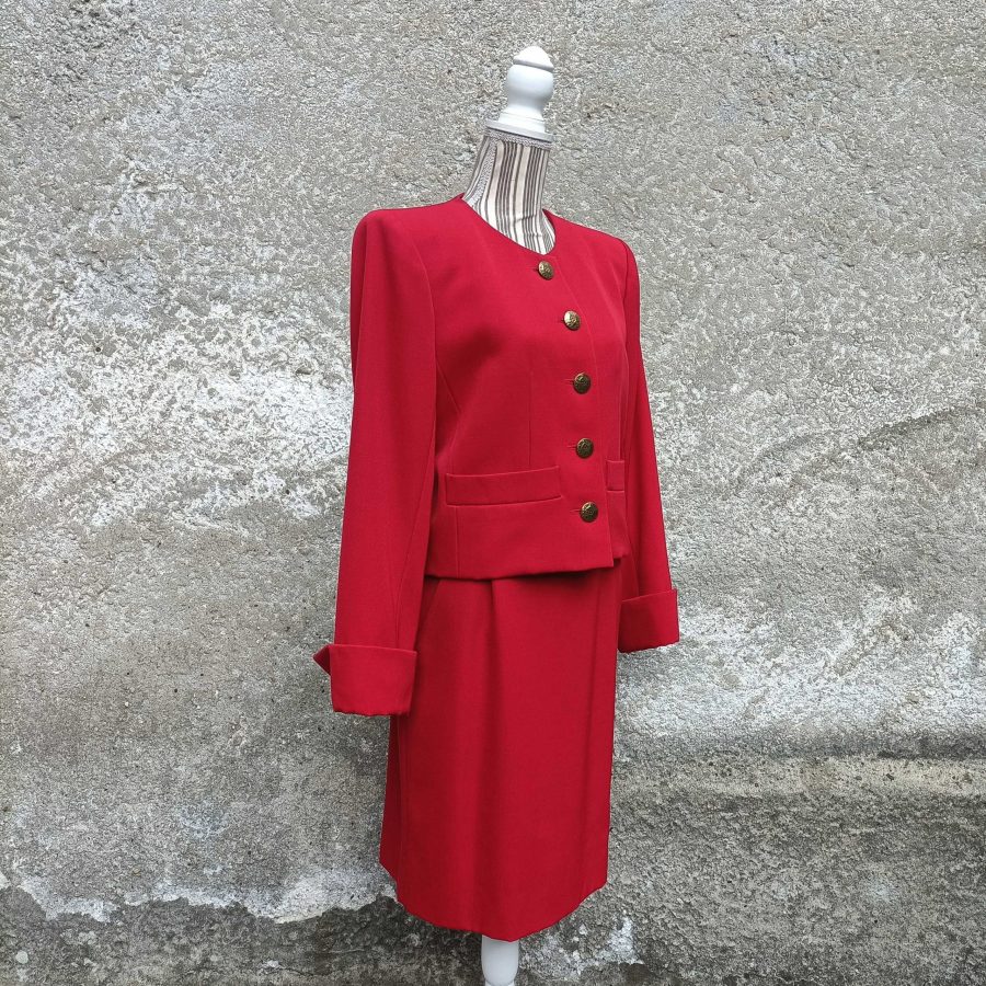 tailleur rosso YSL vintage Eighties