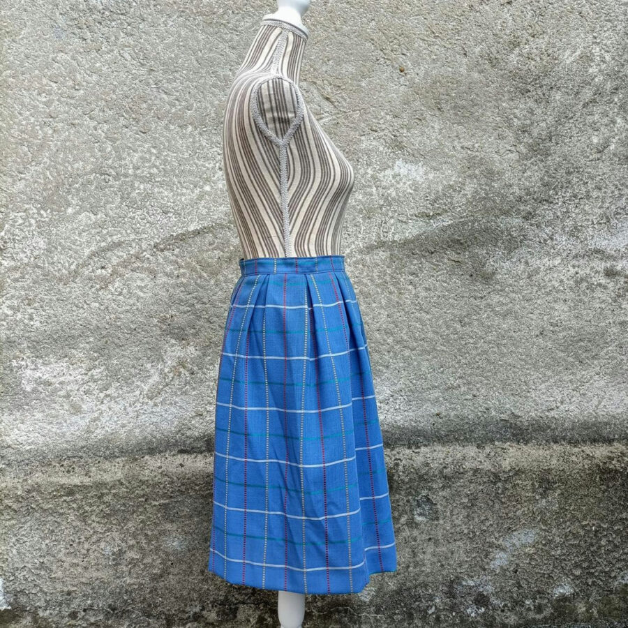 gonna vintage tartan azzurra