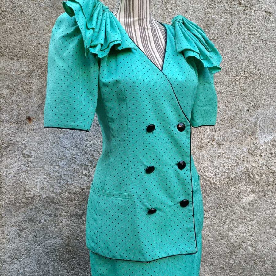 Tailleur turchese vintage eighties