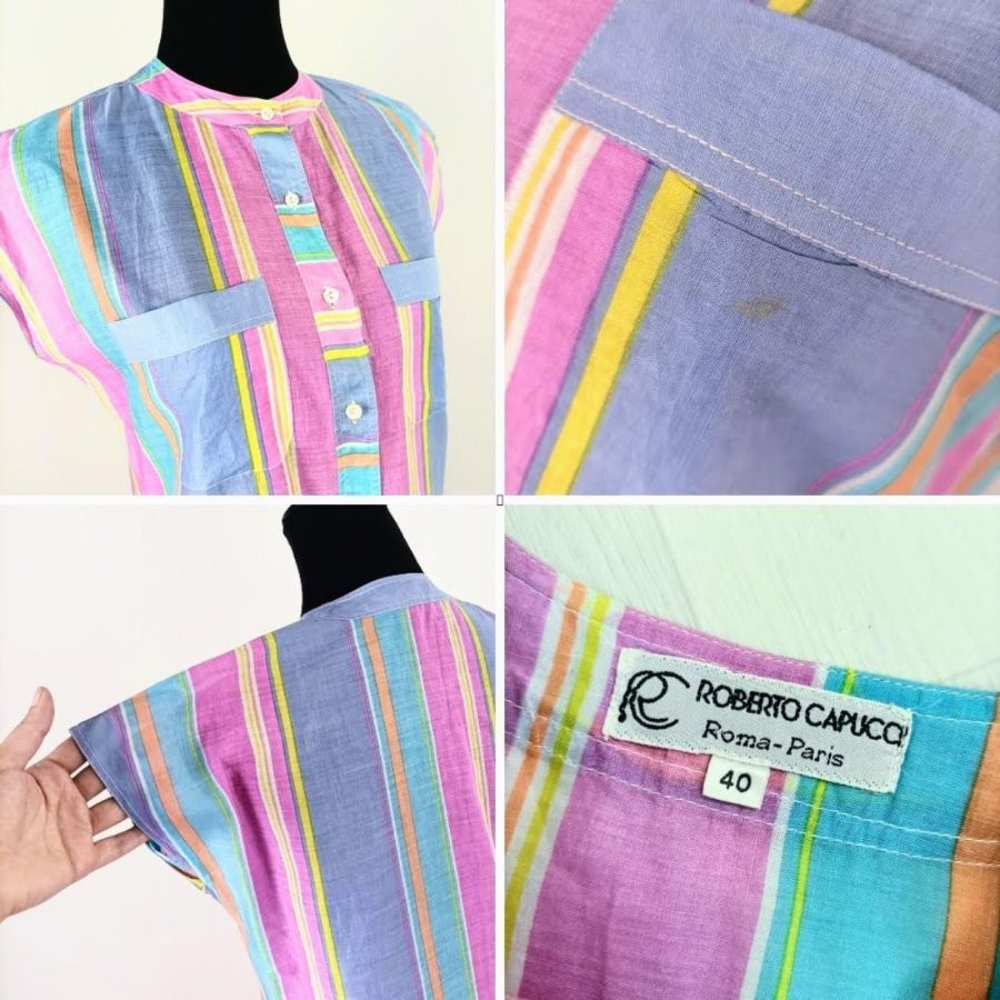 Camicia vintage a righe Roberto Capucci - immagine 10