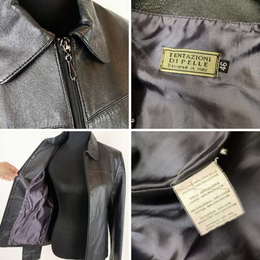 giacca pelle nera vintage
