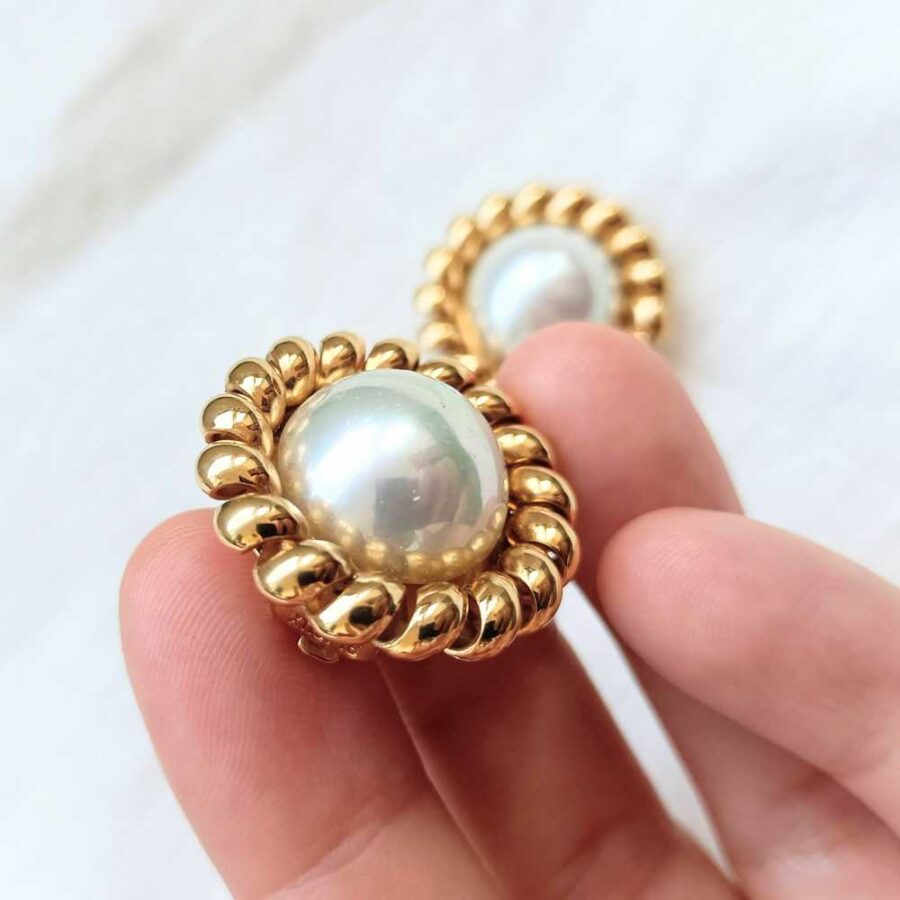 Orecchini a bottone vintage Cascio bijoux - immagine 3