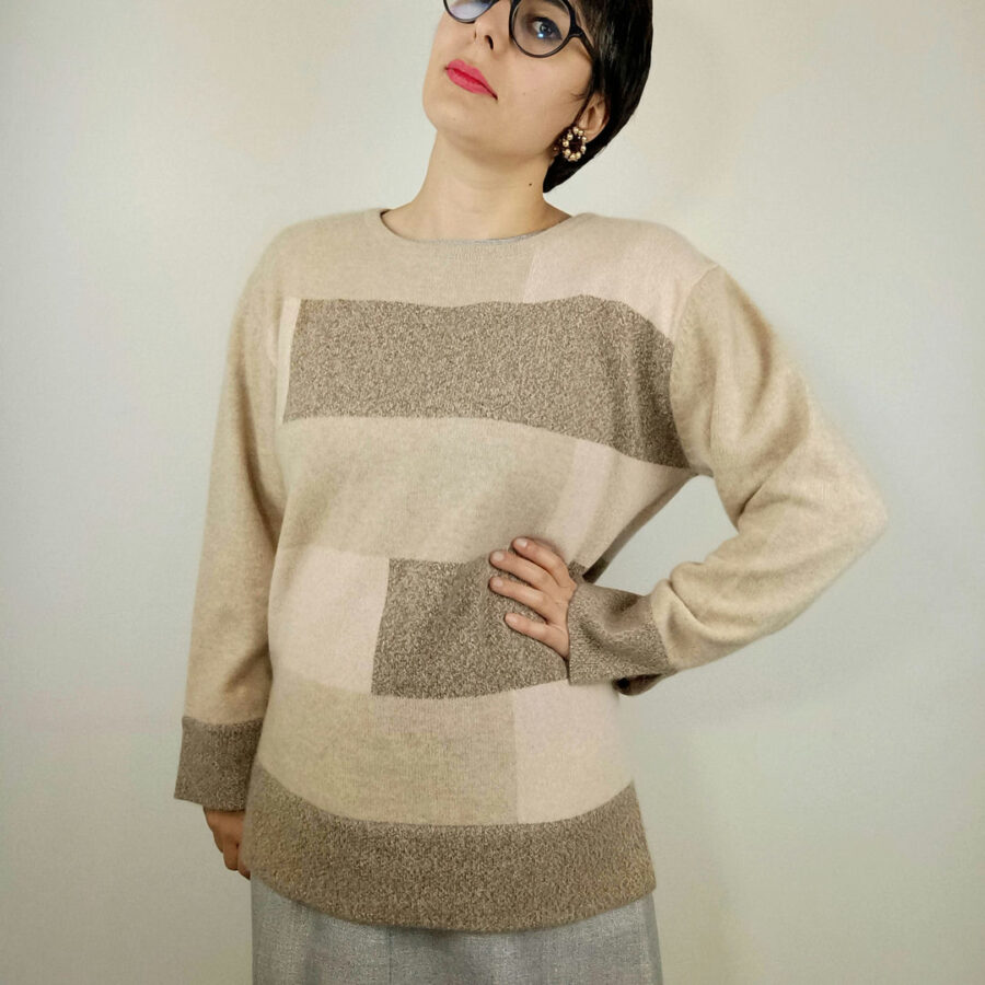 maglione lana beige vintage