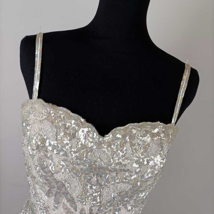 top da sposa bianco con perline vintage