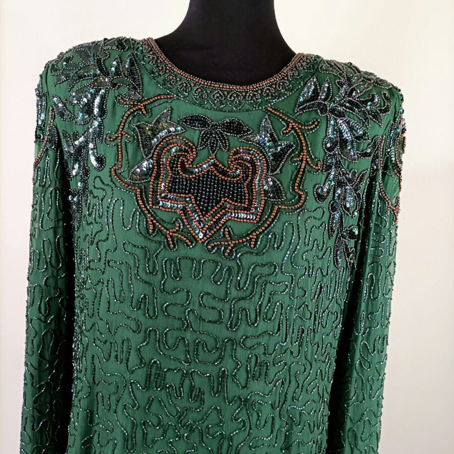 blusa vintage elegante verde