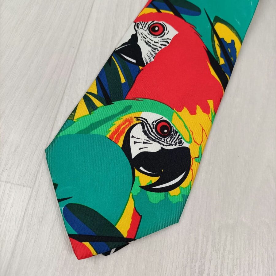 Iceberg Castelbajac cravatta vintage con pappagalli - immagine 4