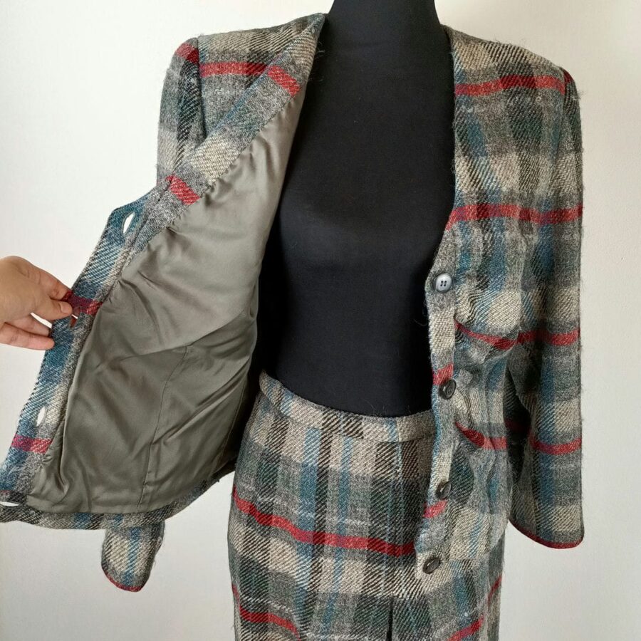 giacca tartan grigia vintage