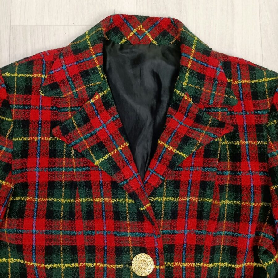 giacca rossa sartoriale vintage tartan plaid