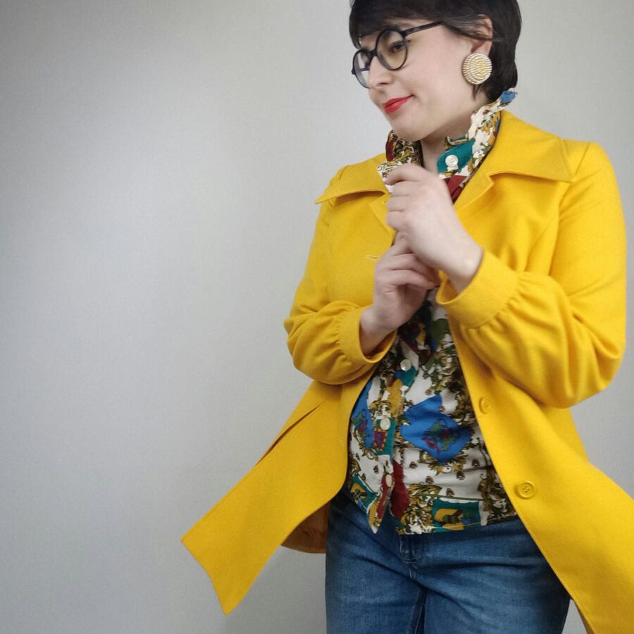 Cappotto in lana vintage giallo