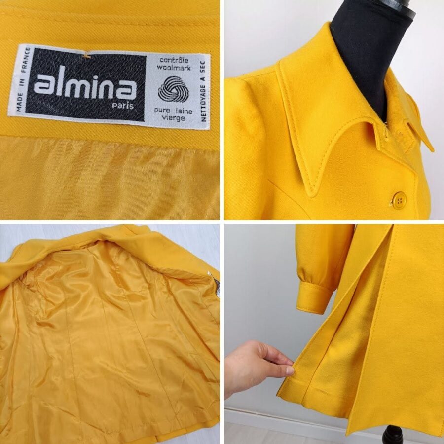 vintage yellow coat 70s