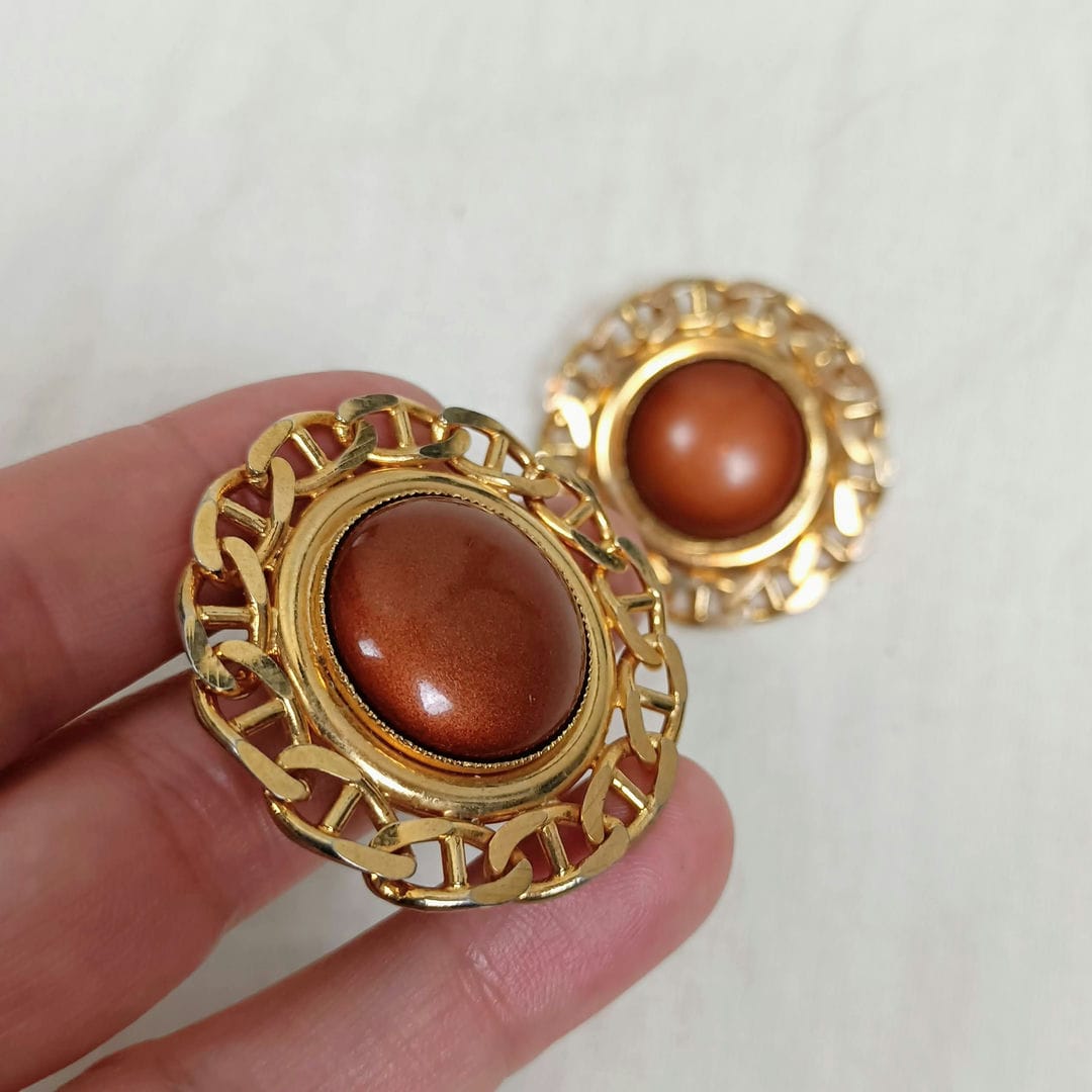 orecchini vintage marroni