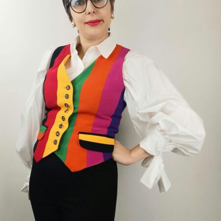 Moschino 1991 gilet iconico arcobaleno