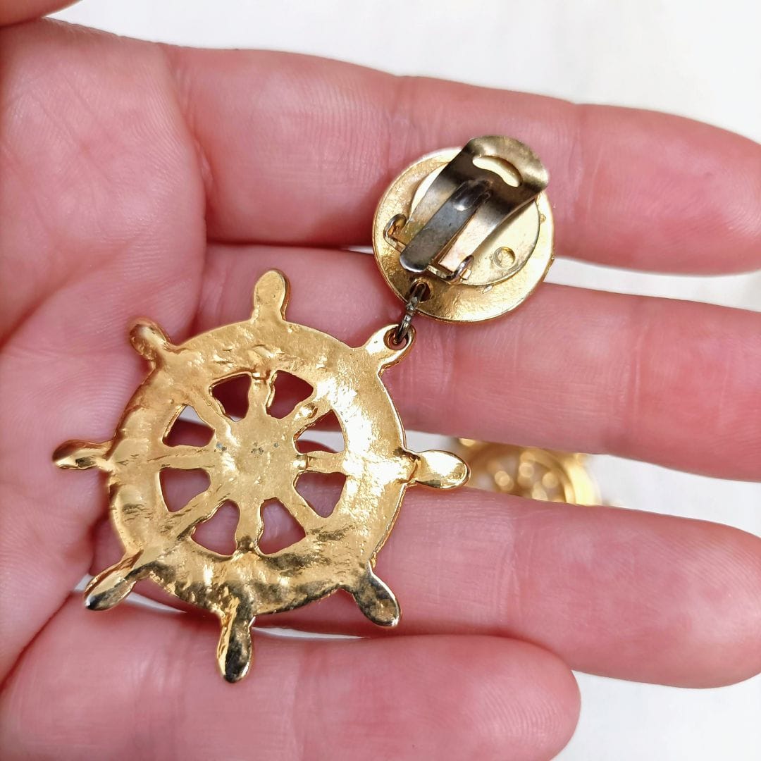 Orecchini timone dorati 1980s vintage - immagine 2