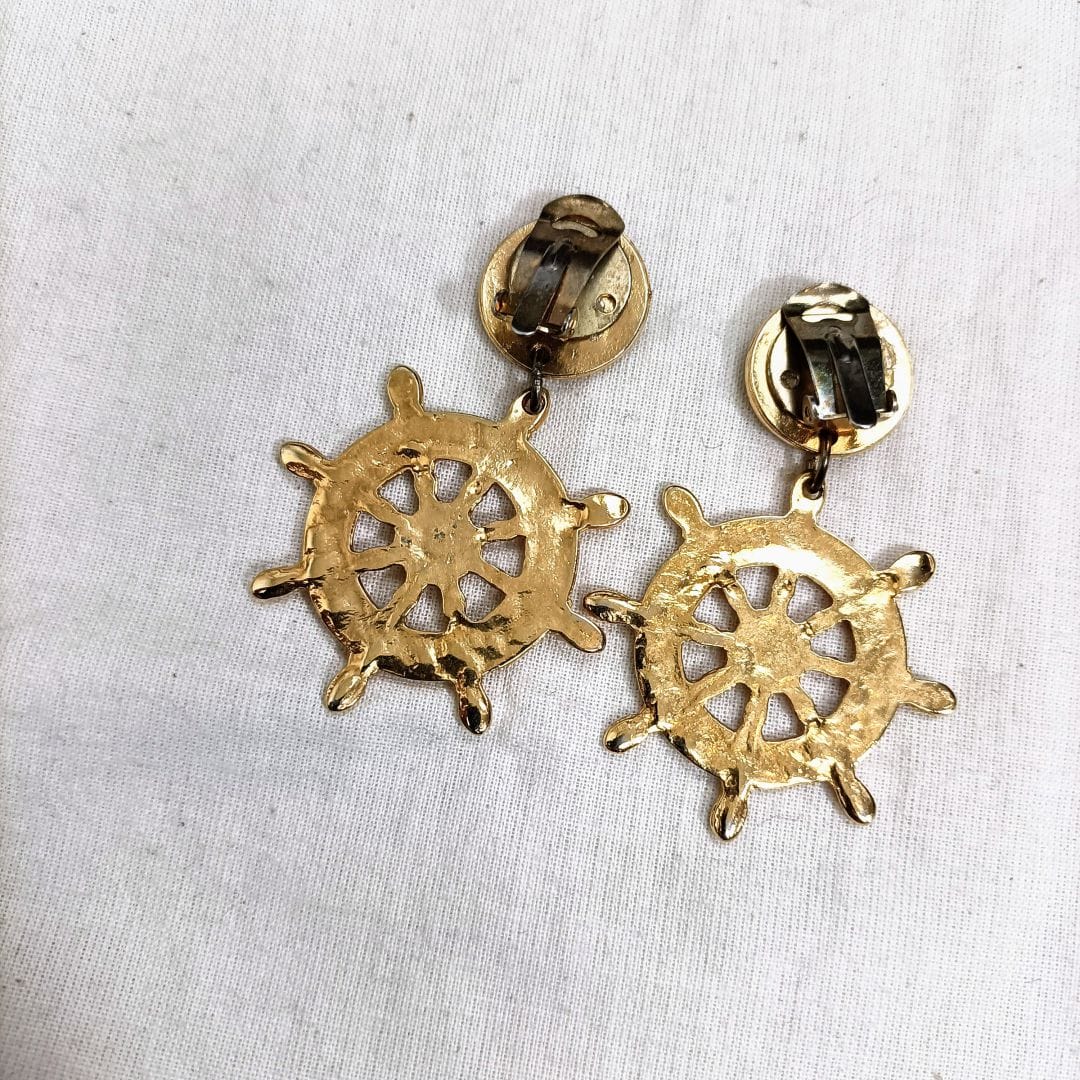 Orecchini timone dorati 1980s vintage - immagine 6