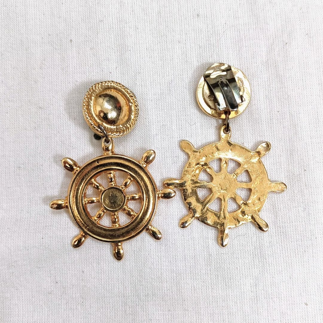 Orecchini timone dorati 1980s vintage - immagine 4