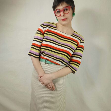 Genny vintage blusa in seta a righe anni 90