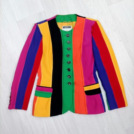 Moschino rainbow giacca a righe vintage 1991