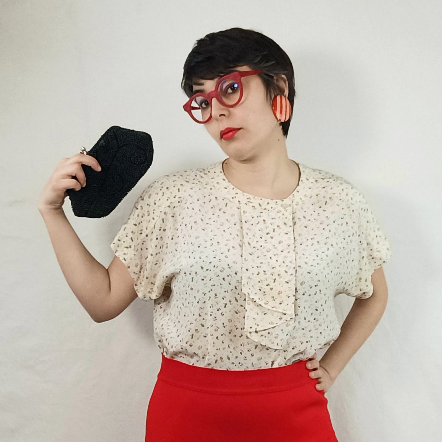 borsa vintage raso nero