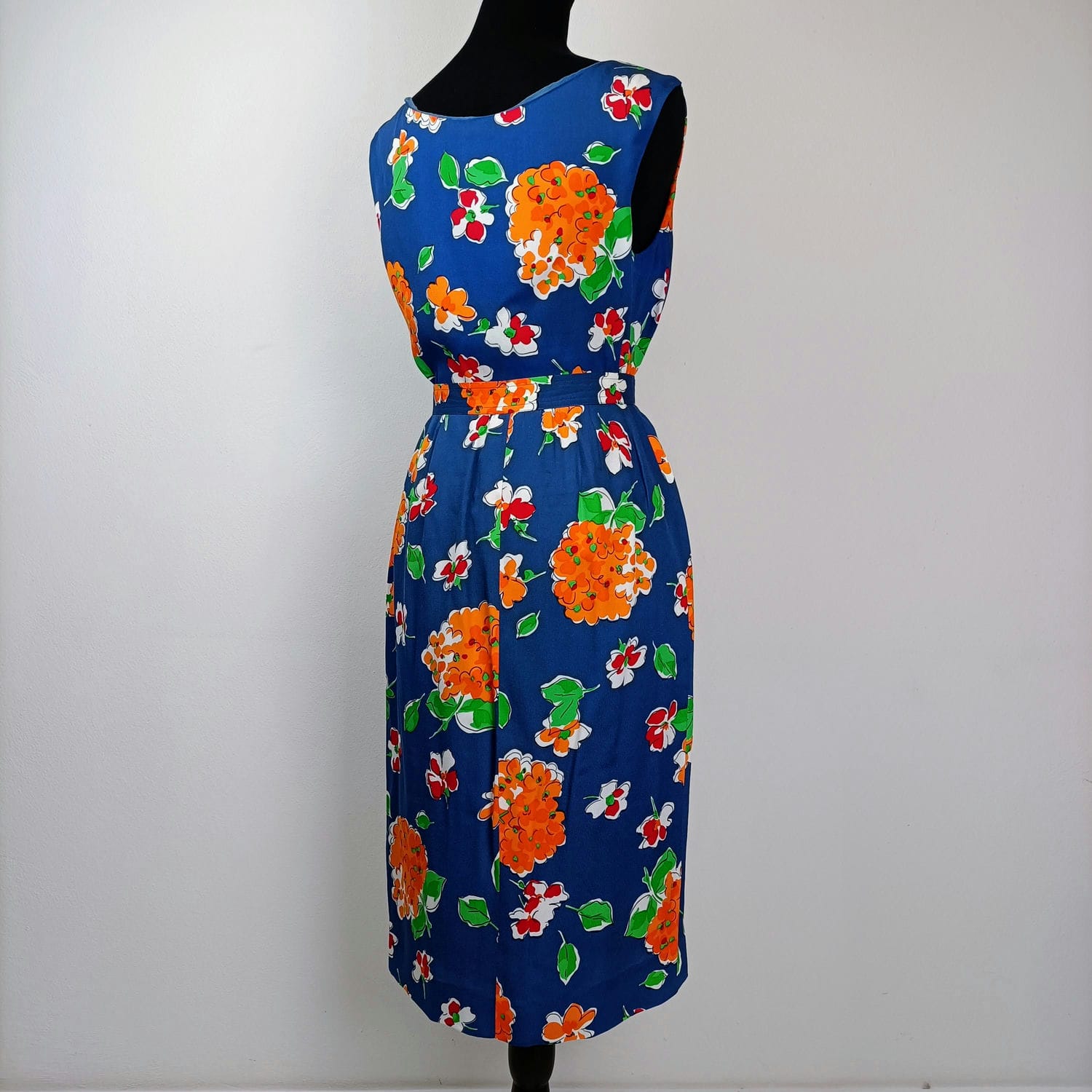 YSL 80s completo in seta blu a fiori da sfilata 1984 - immagine 5