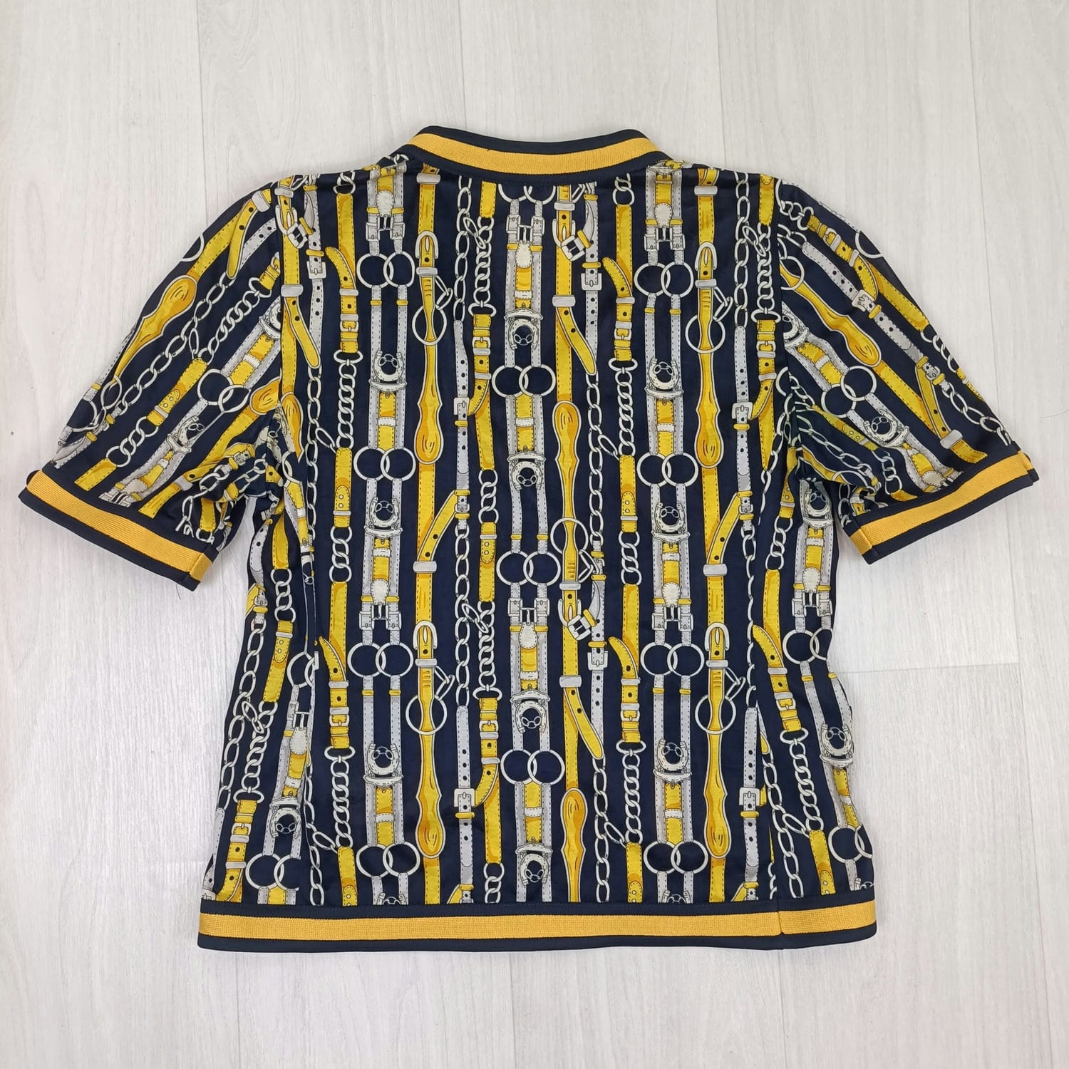 Blusa Liola blu e oro con fantasia di nastri - immagine 3