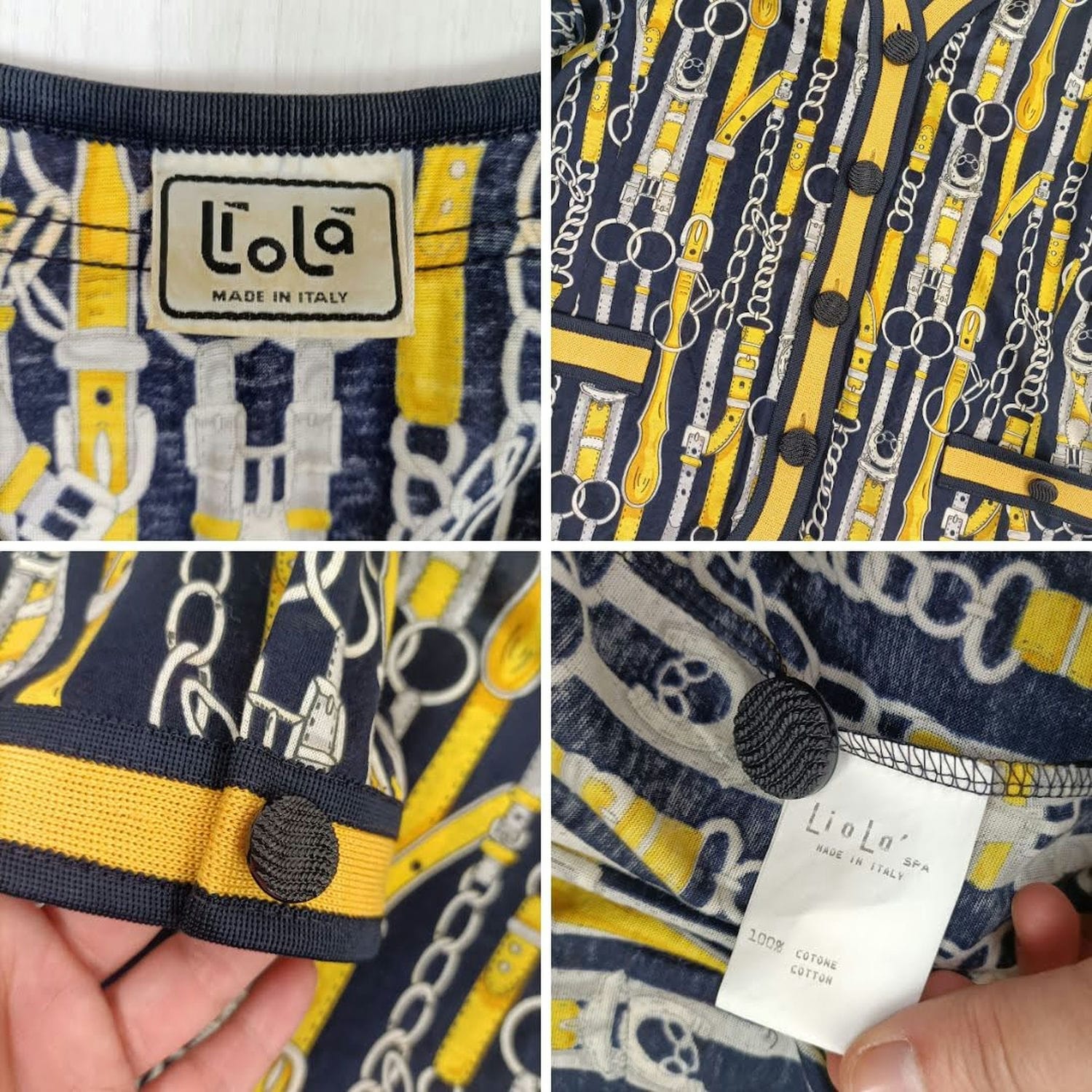 Blusa Liola blu e oro con fantasia di nastri - immagine 5