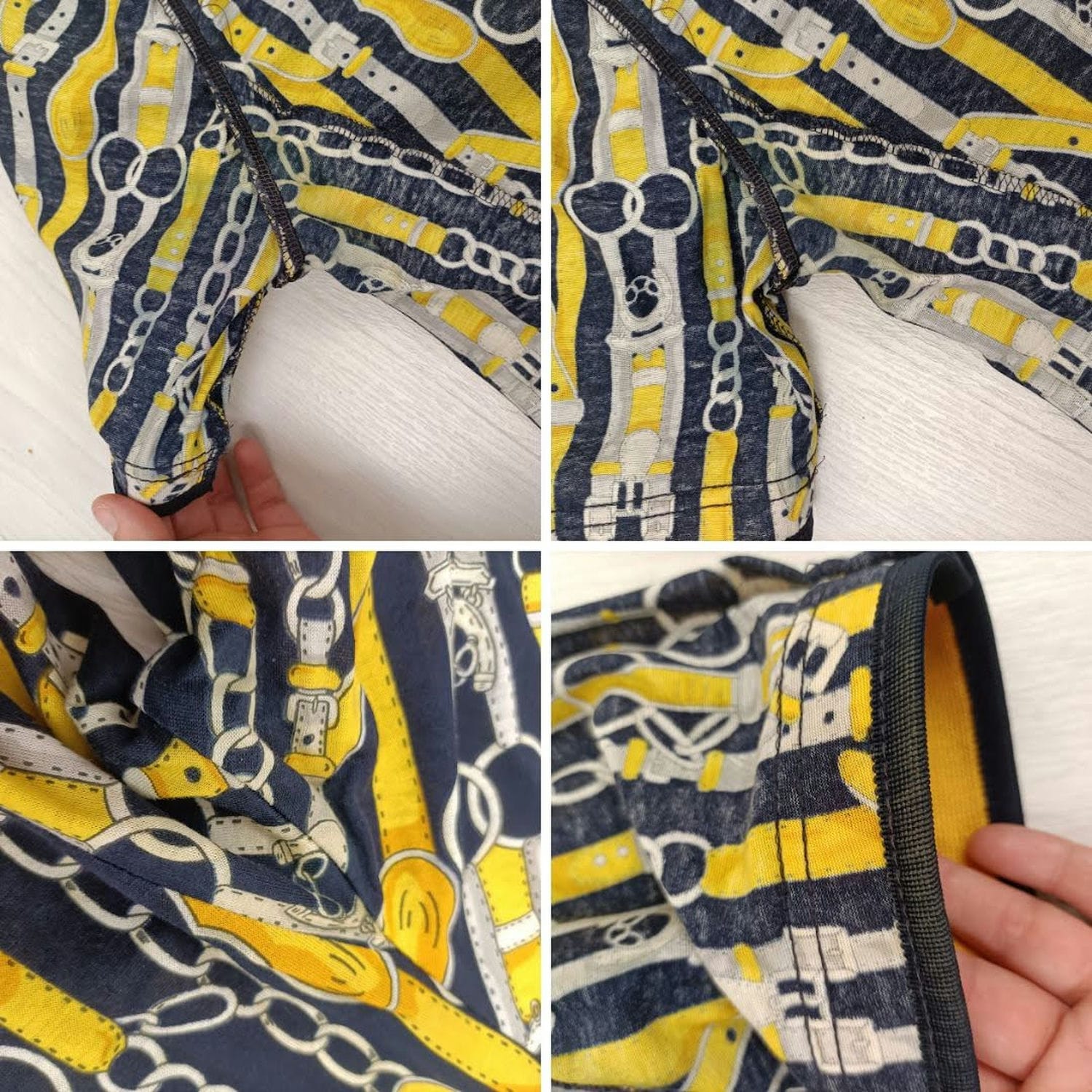 Blusa Liola blu e oro con fantasia di nastri - immagine 4