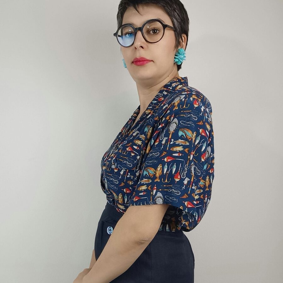 vintage silk shirt with fish