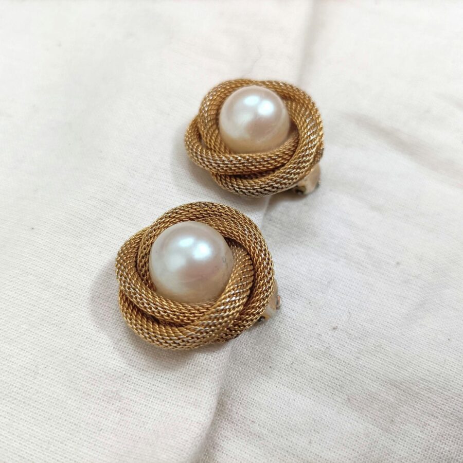 Orecchini a intreccio con perla vintage 1960s