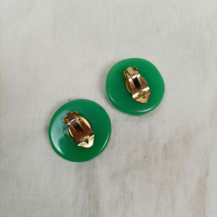 vintage green clip earrings