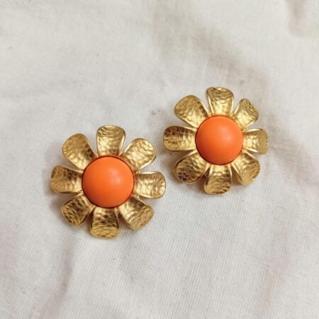orecchini vintage con margherite arancioni