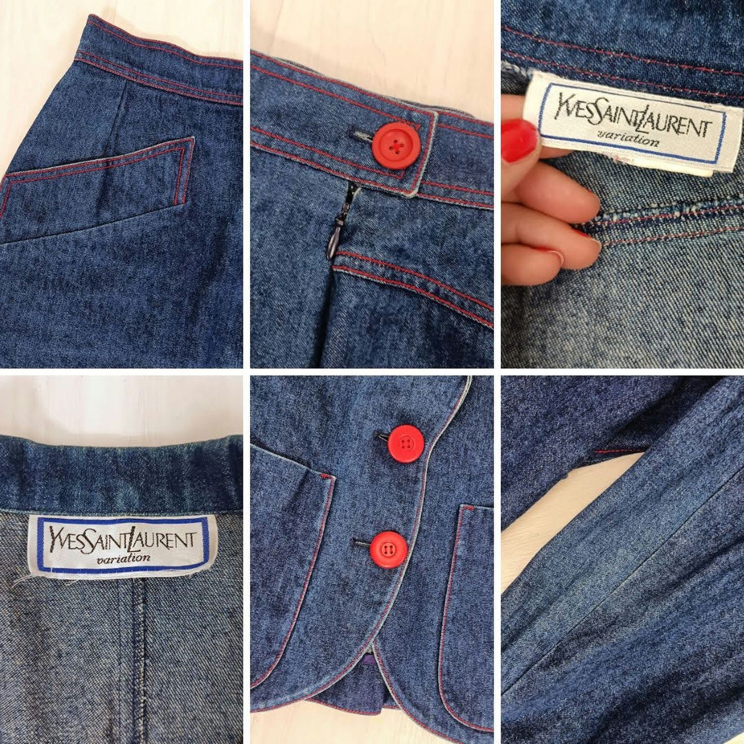 vintage denim skirt 90s YSL