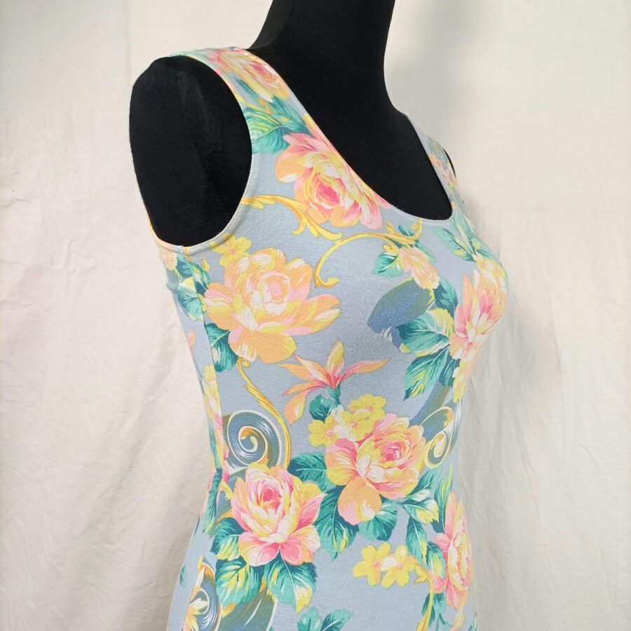 vestito vintage azzurro a fiori