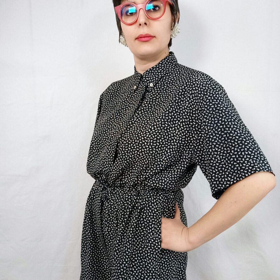vestito pennyblack vintage anni 90 bianco e nero a fiori
