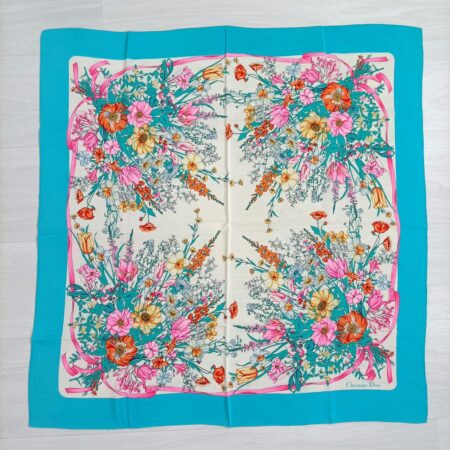 Foulard Dior in seta vintage a fiori 80s