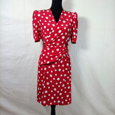 Vestito rosso a pois bianchi Pierre Balmain