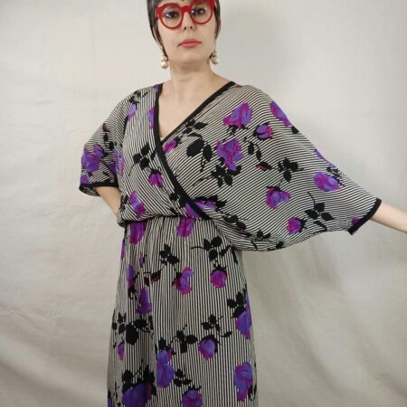 Maxi dress vintage in seta a kimono