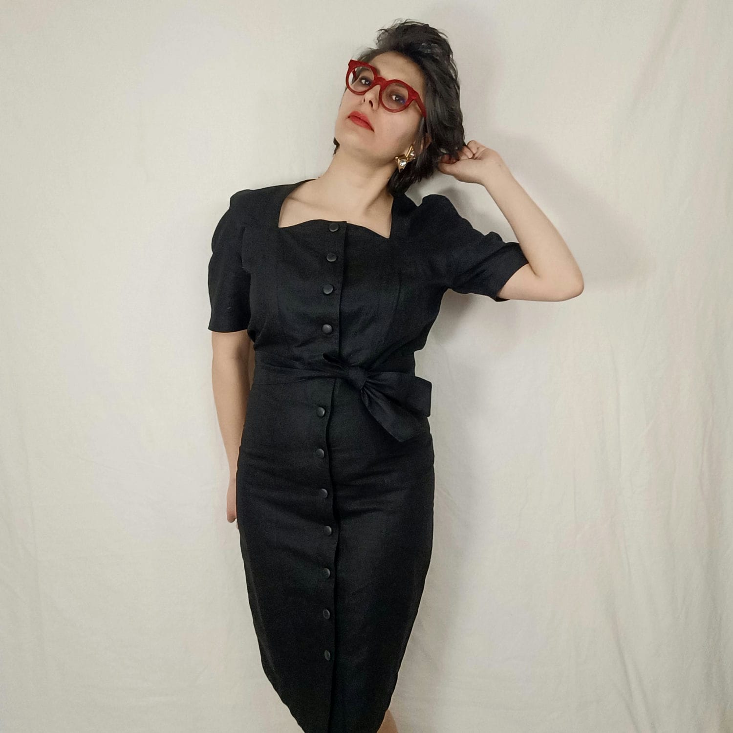 Thierry Mugler vestito nero in lino - immagine 3