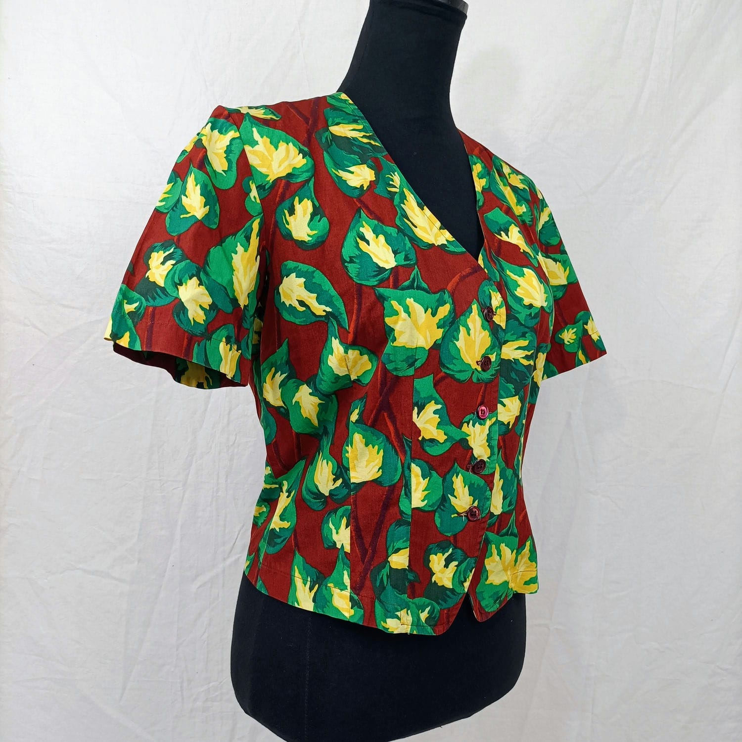 giacca blazer con fantasia di foglie