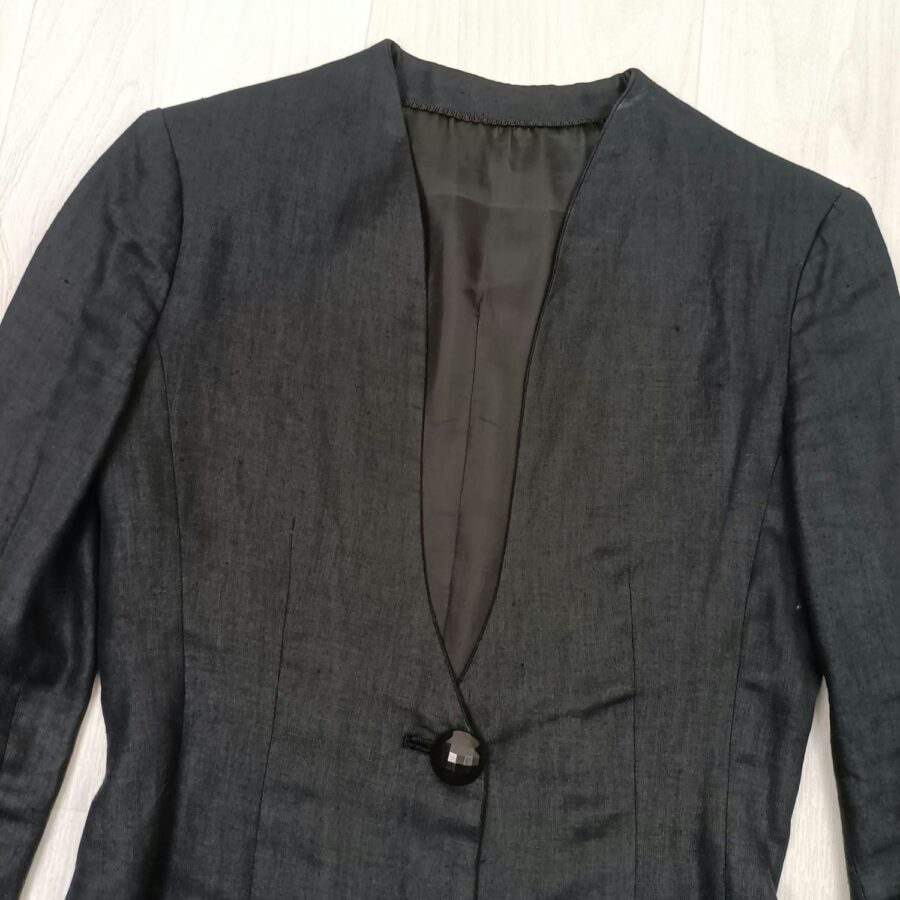 vintage black linen jacket woman
