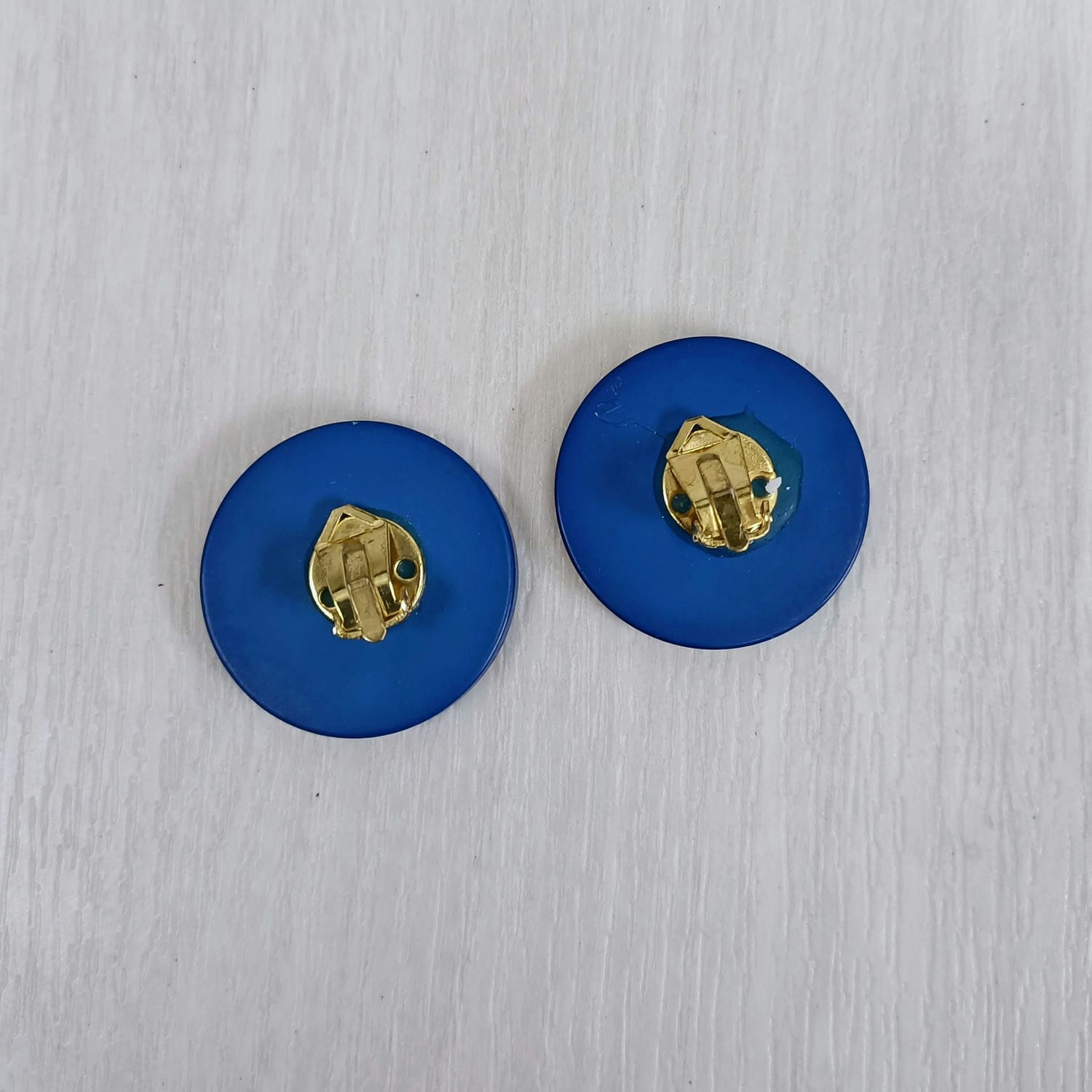 Orecchini blu a righe vintage anni '60