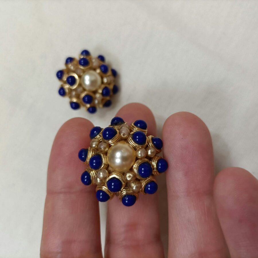 orecchini blu e oro vintage