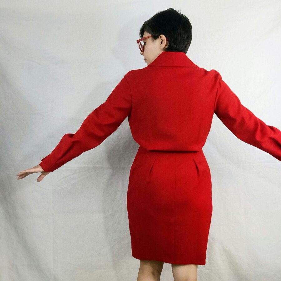 glam red dress Mugler