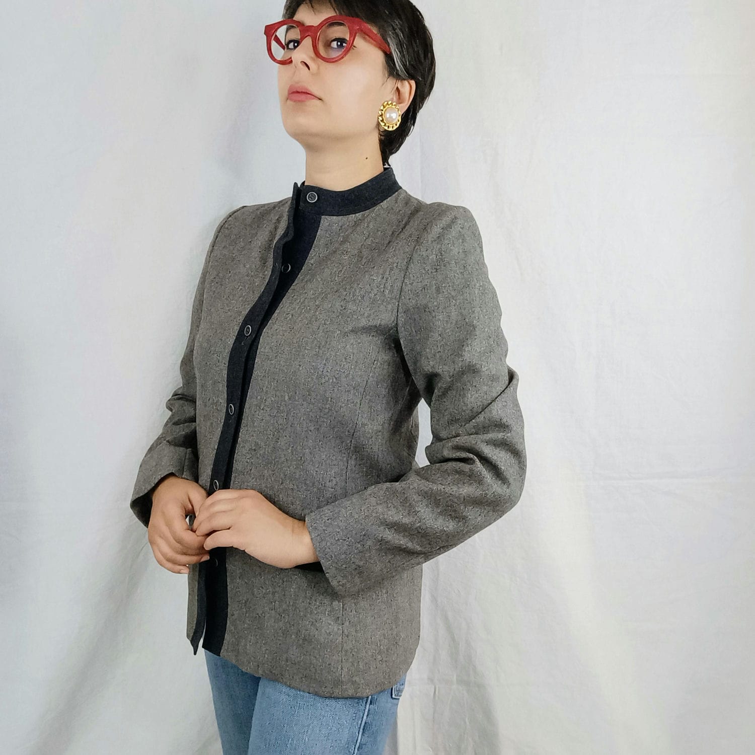 Giacca grigia in lana Guy Laroche 70s