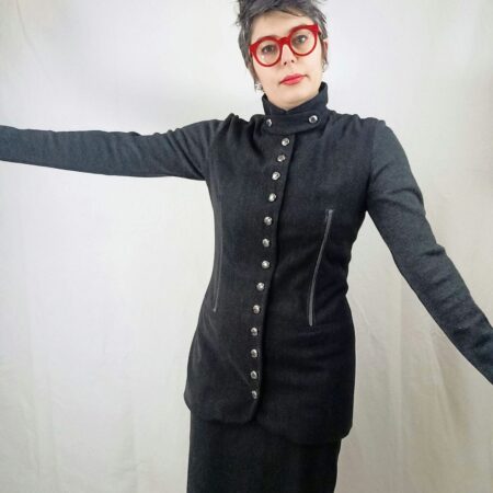 Giacca steampunk grigia Gianfranco Ferré 90s